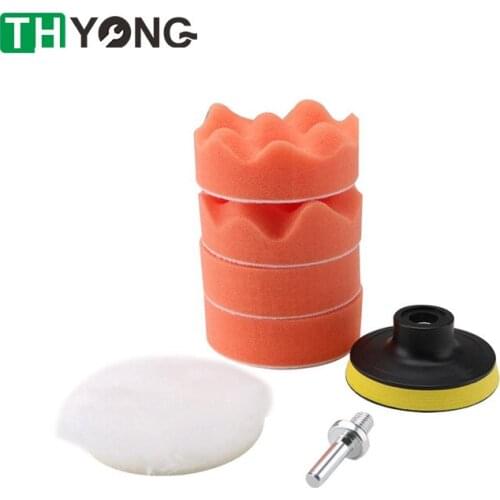 3inch Car Polishing Disc 7Pcs/Set Self-Adhesive Buffing Waxing Sponge Wool Wheel Polishing Pad For Car Polisher Drill Adapter