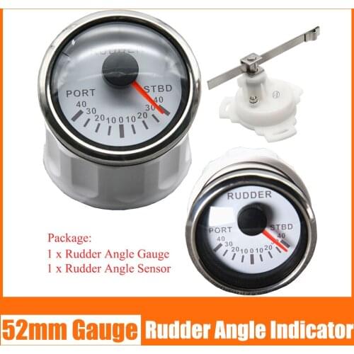 52mm Boat Rudder Angle Indicator With Rudder Angle Sensor For Sail Marine Boat Red Backlight 0-190 ohm 12V/24V