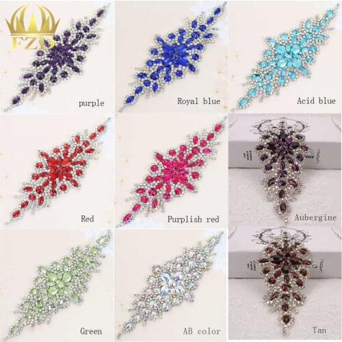 30pieces) Wholesale Hotfix AB Crystals Rain Bow Color Rhinestone Sequin Applique for Garment Dresses Headband Bridal Garters
