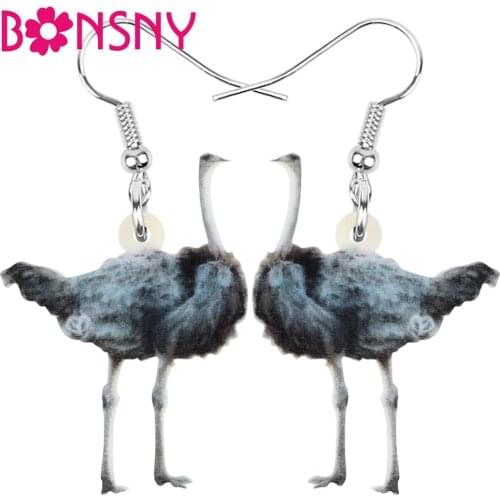 Bonsny Acrylic Australia Emu Bird Earrings Animal Drop Dangle Jewelry For Women Girl Teen Kid Hot Sale Decoration Gift Accessory