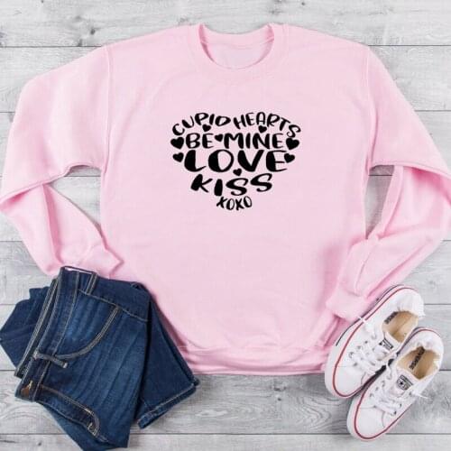 Cupid heart be mine love kiss graphic women fashion funny slogan young holiday gift unisex Valentines Day sweatshir cute tops