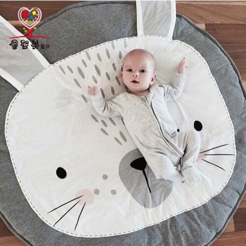 90cm cartoon lion rabbit childrens room decorative mat cotton carpet animal pattern crawling game mat