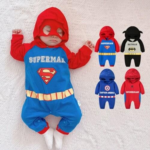 New Spring Baby Clothes Skin-friendly Cotton Romper Cartoon Cosplay Super Hero Spiderman Caption America Bodysuit Cos Baby Cloth