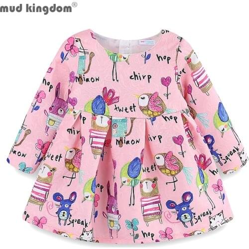 Mudkingdom Boutique Girls Dresses Cute Blossom Prints Long Sleeve New Year Gift for Girls