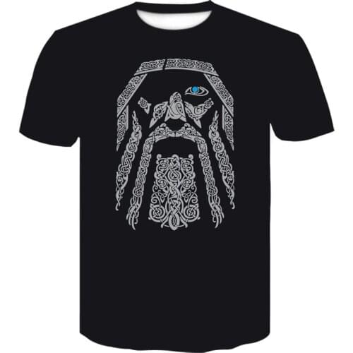 Brand clothing Viking Tattoo pattern Print 3D printing t shirt Funny black T-Shirt harajuku O-neck Short Sleeve Casual Tshirt