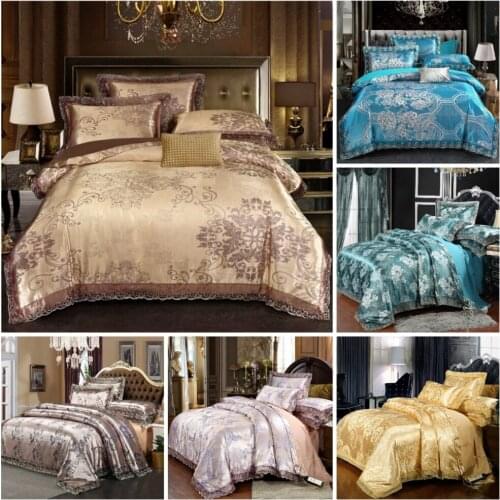 Luxury European Style Duvet Cover Set Satin Jacquard Bedding Quilt Cover Pillowcase queen King Size Comforter Set