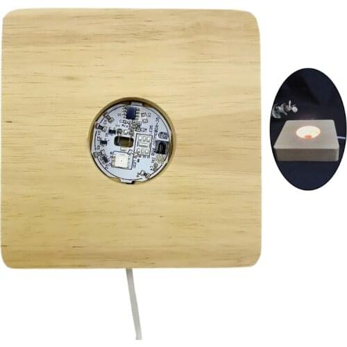 USB Creative Crystal Ball Night Light Bedside Lamp Solid Wood Base Luminous Craft Glass Square Shape Tables Decorations