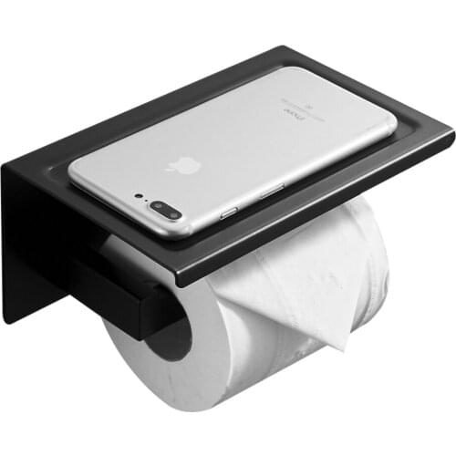 Leyden 304 Brushed Nickel Finish Toilet Paper Holder with Phone Shelf,Wall Mounted Lavatory Tissue Ring with Storage