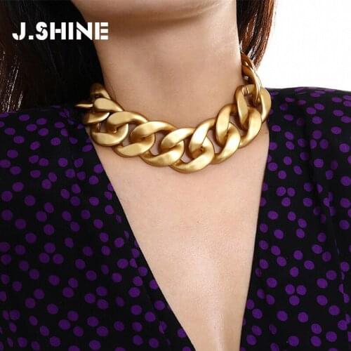 JShine Punk Chunky Chain Choker Necklace Exaggerated Rock Gold Color Twist Thick Chain Big Necklace Women Men Jewelry Accessory