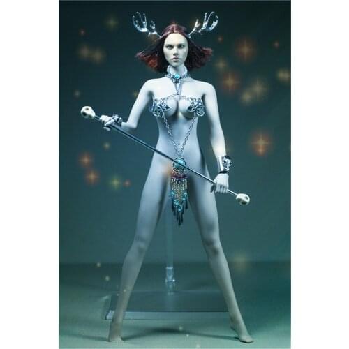 Mnotht 1/6 Scale Female Soldier Metal Tassels Mandarin Jacket with Antler Headdress Skull Bracelet for 12in Action Figure Toy