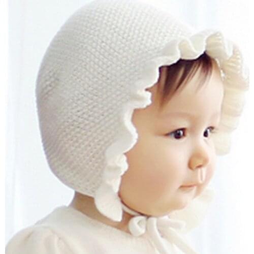 Fashion Autumn Newborn Baby Hat Handmade Knitting Hats Monolayer Ruffle Warmer Caps Kids Hats
