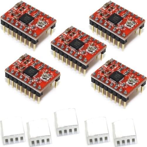 A4988 Compatible Stepper Stepstick Motor Diver Module With Heat Sink For 3D Printer Controller Ramps 1.4(Pack Of 5Pcs)