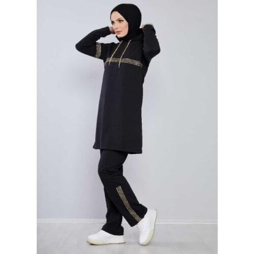 Muslim Double Tracksuit Robe Womens Plus Size Dress turkish clothes for women European Clothing Dubai Turkey Muslim Sets Clothe