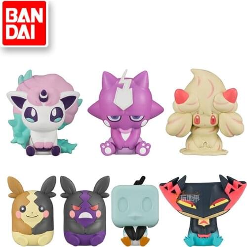 Original Bandai Gashapon Anime Pokemon Q Ornament Series Ponyta Slowpoke Pikachu MS BOX Small Model Presents Toys for Christmas