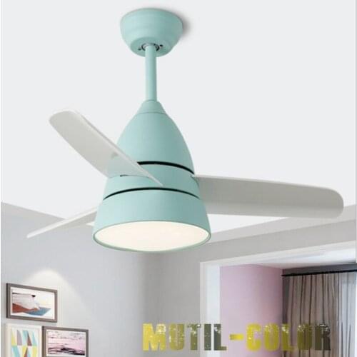 Macron multicolor childrens favorite led fan pendant lamps lights silence for living dining room bedroom remote control mute