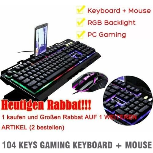 Pohiks LED Breathing Backlight Pro Gaming Keyboard Mouse USB Wired Rainbow Gaming Keyboard Mouse Set Suitable for Computer PC