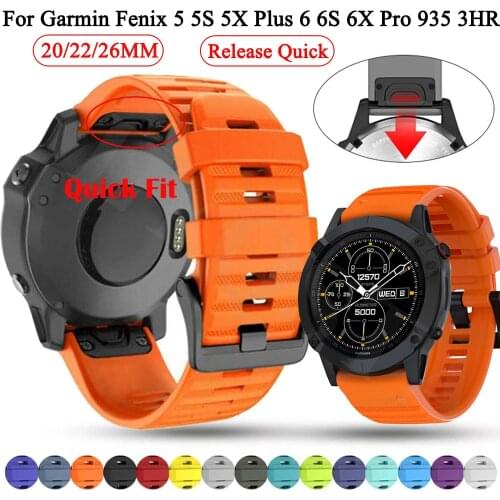 20 22 26mm Smart Watch Band Sport Silicone QuickFit Release Replacement Strap For Garmin Fenix 6 6S 6X Pro 5 5X 5S 3HR Watchband
