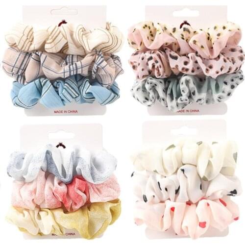 3/5/6Pcs Hair Scrunchies Elastic Hair Bands Velvet Scrunchie Set Fashion Dot Leopard Headband Ponytail Holder Hair Accessories