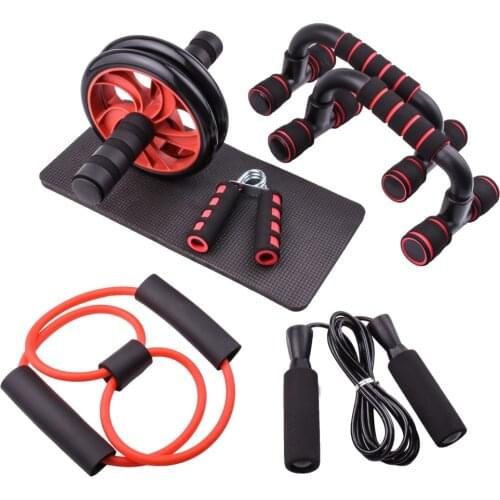 AB Power Wheels Roller Machine Push Up Bar Jump Rope Resistance Bands Exercise Home Workout Gym Fitness Abdominal Equipment