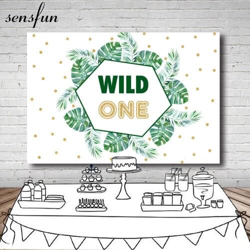 Sensfun Wild One Tropical Leaves Birthday Party Photography Backdrop Customized Banner Photographic Backgrounds Studio Vinyl