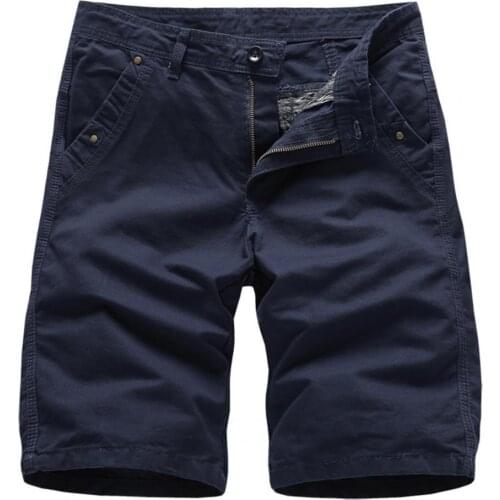 Casual Men Outdoor Beach Loose Fifth Pants Shorts Solid Color Multi Pockets Mid Rise Knee-length Straight Trousers for Work Pant