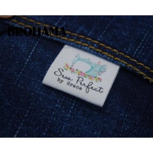 Sewing labels / custom brand labels, clothing labels, Sewing machine, fabric 100% cotton, custom text, Handmade (MD0505)