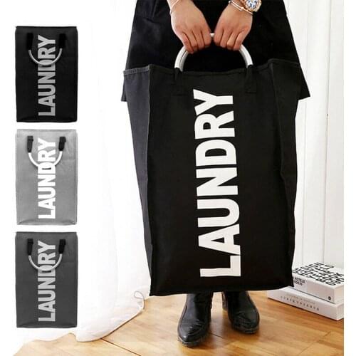 Laundry Bag Foldable Laundry Basket Large Dirty Laundry Basket Hamper Sorter Oxford Cloth Dirty Clothes Bag with Aluminum Handle