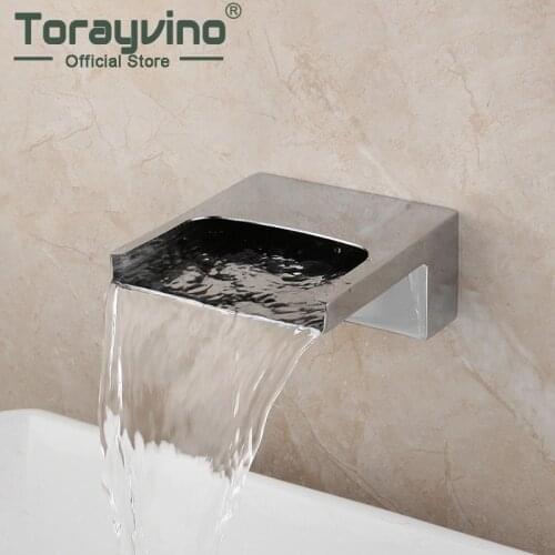 Bathroom Outlet Wall Mounted Brass Chrome Polished Waterfall Outlet Bathtub Shower Faucet Chrome Brass Only Outlet