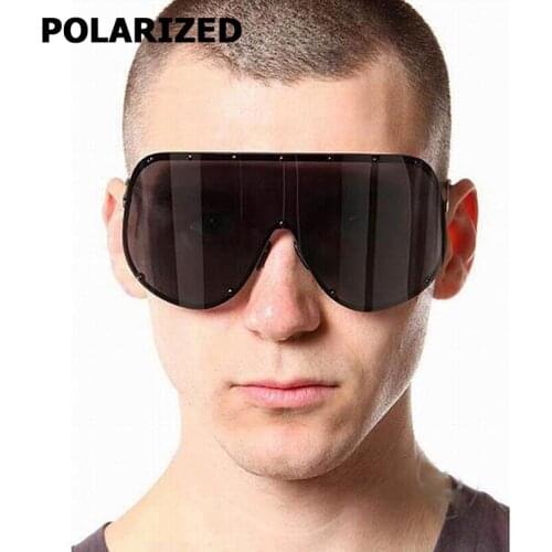 JackJad 2020 Fashion Oversized Shield POLARIZED Sunglasses Goggles Brand Design Rivets Frame Windproof Sun Glasses Oculos De Sol