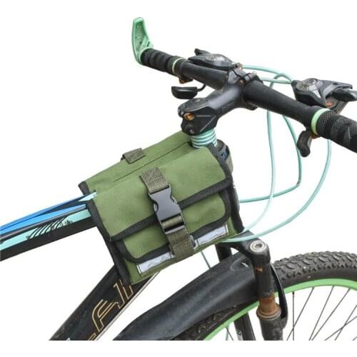 Bicycle Bike Phone Bag Cell Phone Mount for Bicycle Mountain Bike Accessories Army Green Canvas Waterproof Bike Phone Pack