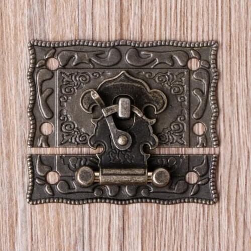 55mmx47mm Vintage Style Latch Wooden Box Hasp Pad Chest Lock Bronze Tone Antique