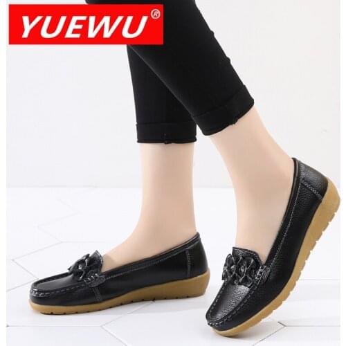 YUEWU Women’s Fashion Casual Shoes Genuine Leather Large Size Women’s Shoes Soft and Comfortable Antiskid Women’s shoes
