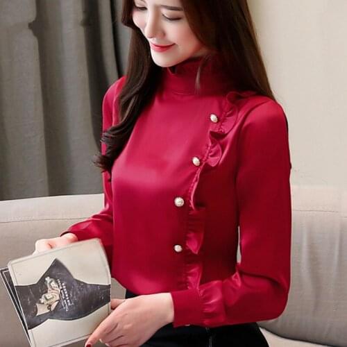 Shirt womens design, small fashion, fashion, wild, belly, chiffon, long-sleeved shirt, bottoming shirt