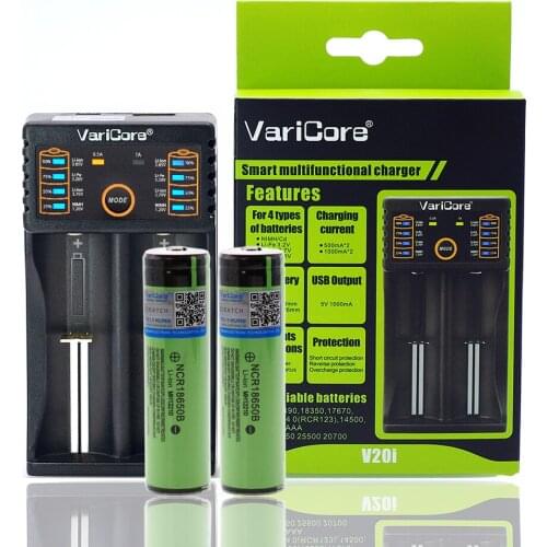 2PCS VariCore protected for Panasonic 18650 3400mAh battery NCR18650B original PCB 3.7V Suitable for flashlights+V20i Charger