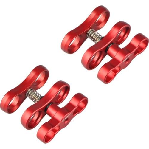 2 PCS x 1" Inch Ball Clamp Dual Hole Butterfly Joint Clip for Camera Underwater Tray 1" Ball Light Arm Connection Fixed System
