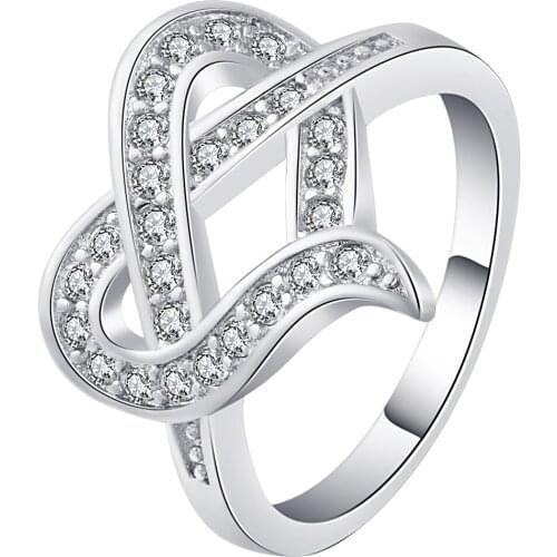 2017 hot ring for women UFOORO luxury Heart-shaped knot pave aaa mirco cz stone jewelry engagement fashion gift female