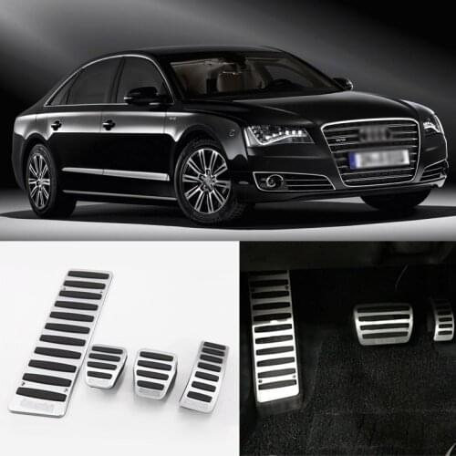 4pcs Aluminium Non Slip Foot Rest Fuel Gas Brake Pedal Cover For Audi A8 2011-2016 MT