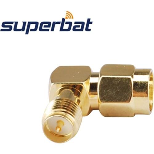Superbat 5pcs RP-SMA Adapter RP-SMA Plug to RP-SMA Jack RF Adapter Right Angle Connector