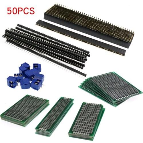 50PCS/Lot 5x7 4x6 3x7 2x8cm Double Side Prototype Diy Universal Printed Circuit PCB Board Protoboard pcb kit
