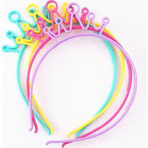 6Pcs/Lot Fashion Baby Crown Tiara Hair Hoops Candy Color Hairband Plastic Hair Accessories for Girls Princes Headband Party Gift