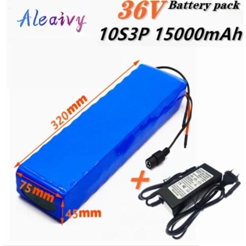 Aleaivy 36V Battery 10S3P 15Ah 42V 21700 lithium ion battery pack For ebike electric car bicycle motor scooter with 20A BMS 500W