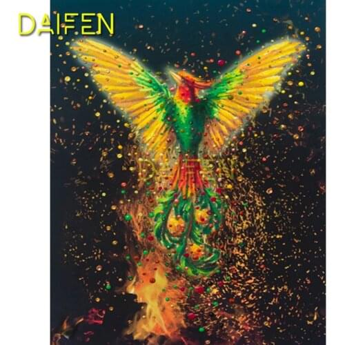 Full Square Diamond painting green and golden Phoenix DIY 3D Diamond mosaic Full Round Diamond embroidery Cross stitch bird