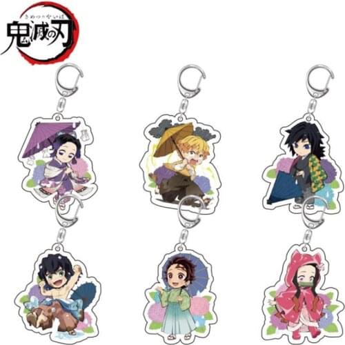 Anime Demon Slayer: Kimetsu No Yaiba Key Chains Tanjirou Nezuko Zenitsu Figure Figure Acrylic Pendant Keyring Cosplay Jewelry