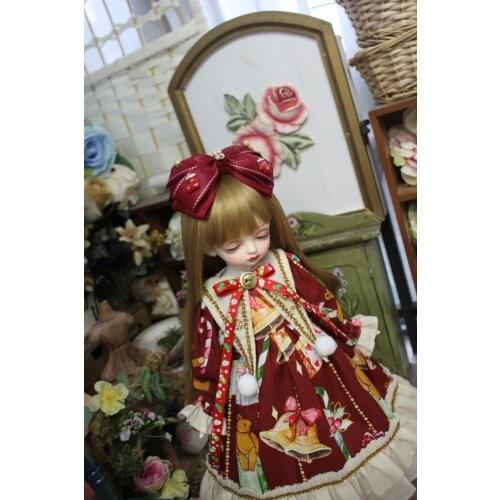 BJD doll dress is suitable for 1/31/41/6MSD and Blythes fashion Christmas winter Festive Western New Year dress + bow tiaras set
