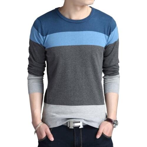 BROWON Men Brand Sweater Autumn Sport Sweaters Leisure Pullover Long Sleeves Male Sweater Striped Slim Sweaters Men