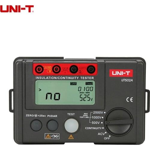 Digital Insulation Resistance Tester UNI-T UT502A 500-2500V Megohmmeter 30~600V AC Voltage Meter Ohm Tester LCD Backlight