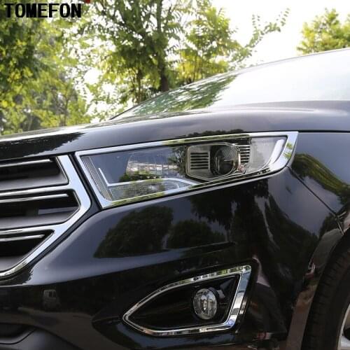 For Ford Edge 2015 ABS Chrome Front Up Head Light Lamp Cover Trim Front Lamp Hoods Frame Car Covers Auto Accessories 2PCS