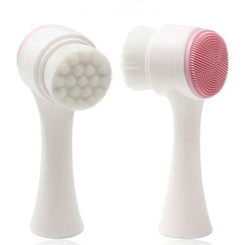 Double-sided Face Cleansing Brush Soft Silicone Facial Pore Cleaning Exfoliating Scrub assager