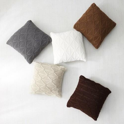 Double-sided Acrylic Retro Nostalgic Rhombus Knitted Pillowcase Office Car Cushion Cover