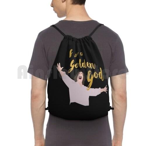 Golden God In Black Backpack Drawstring Bags Gym Bag Waterproof God Gold Golden Golden God Hero Almost Famous Stillwater